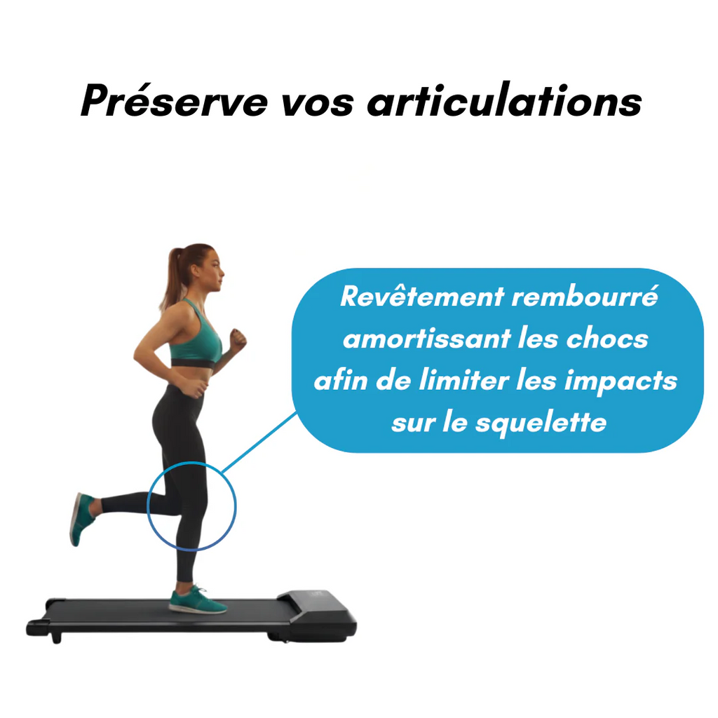 Tapis de marche MOVAA avec surface amortissante pour protéger les articulations
