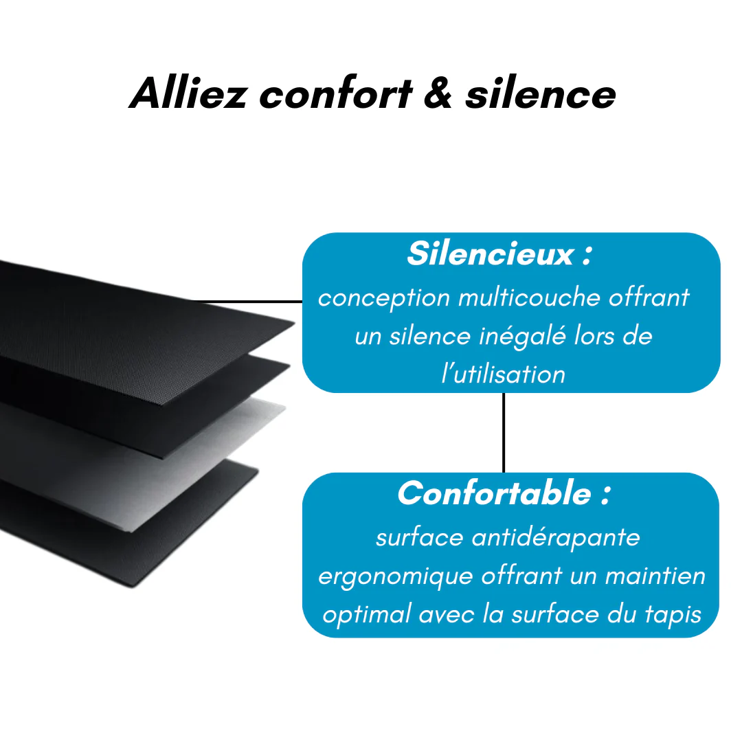 Structure multicouche du tapis de marche MOVAA, silencieux et confortable
